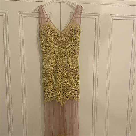 For Love And Lemons Yellow And Nude Maxi Dress Depop