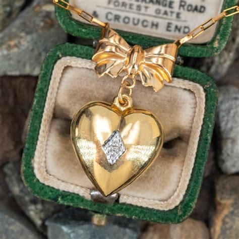 Puff Heart Diamond Pendant Necklace 14K Yellow Gold