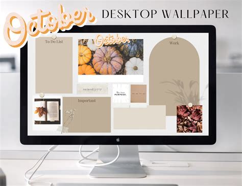 October/fall Desktop Wallpaper Digital Download With Organizational Calendar, Notes and to Do ...