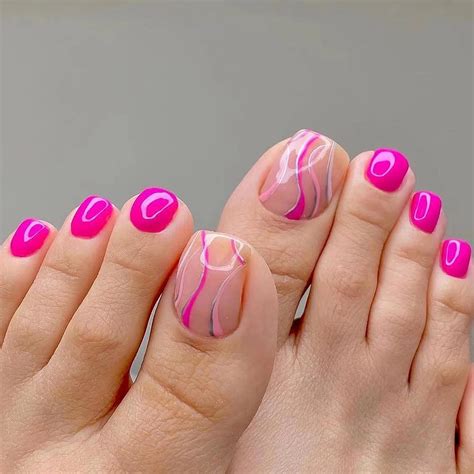 Amazon MISUD Hot Pink Press On Toenails Glossy Fake Toenails Rose Gel Glue On Toenails
