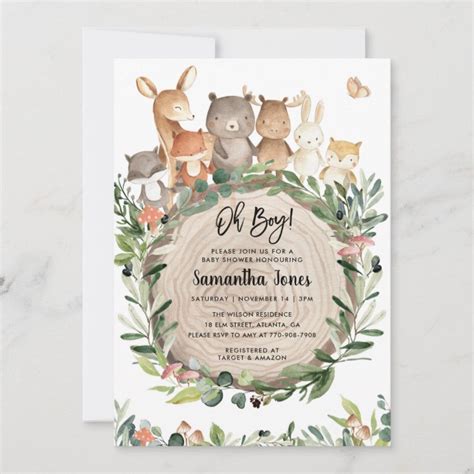 Woodland Animals Baby Shower Invitation | Zazzle