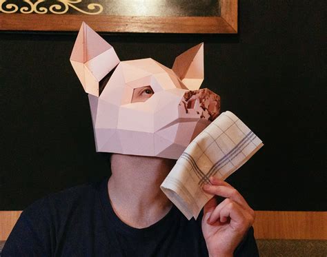 Pig Mask Diy Paper Mask Printable Template Papercraft 3d Etsy Canada