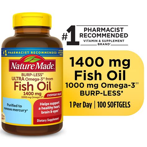 Nature Made Burp Less Ultra Omega 3 Fish Oil 1400 Mg Softgels Fish Oil