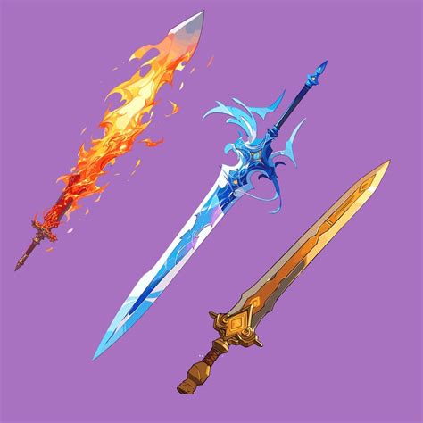 Anime Swords Clip Art Bundle Different Anime Style Swords Svgs and Pngs ...