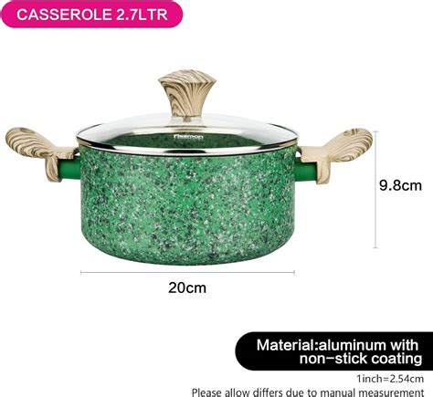 Fissman Stockpot Malachite With Glass Lid Ecostone Coating Bakelite