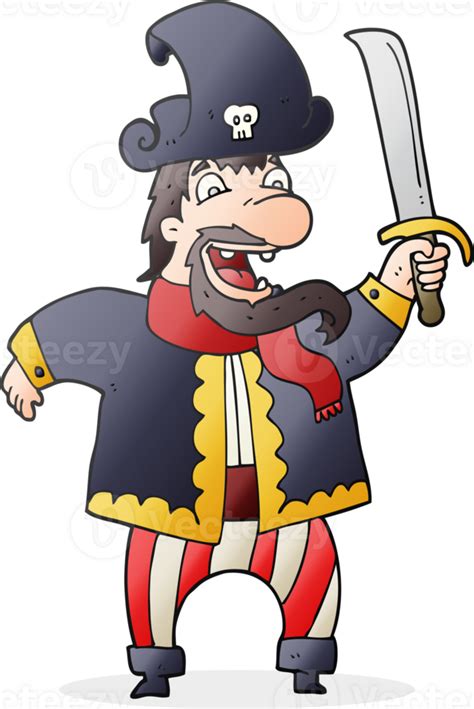 Hand Drawn Cartoon Laughing Pirate Captain 45098889 Png