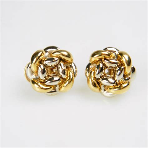 Two Colour 18ct Gold Knot Earrings Db Gems