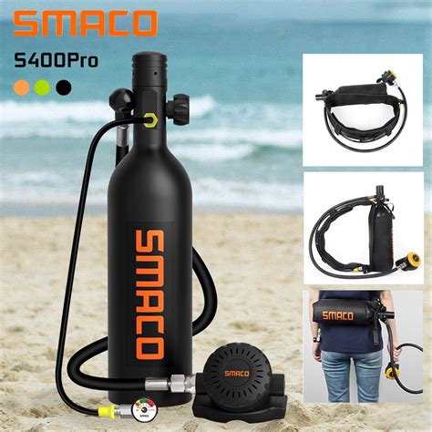 1L SMACO S400 Pro 360 degree Scuba Diving Cylinder Oxygen Tank Set ...