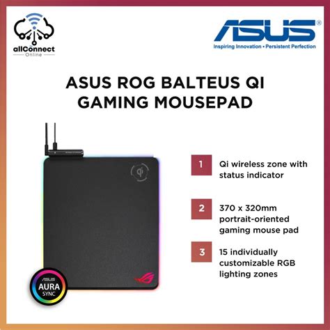 Asus Rog Balteus Qi Mouse Pad Wireless Charging Rgb Gaming Zone