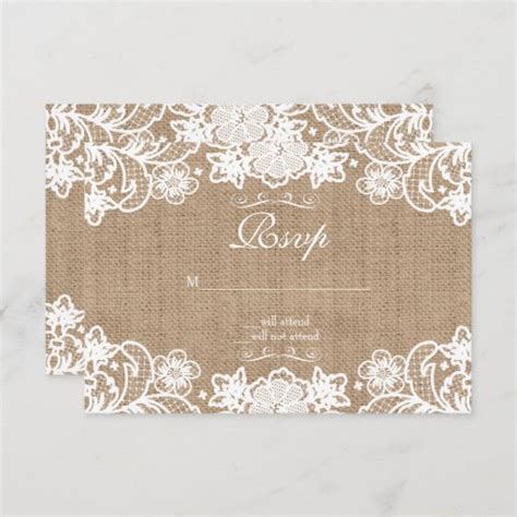 Rustic Country Burlap Lace Wedding Rsvp Zazzle