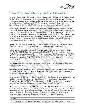 Accessibility Committee Expression Of Interest Doc Template Pdffiller