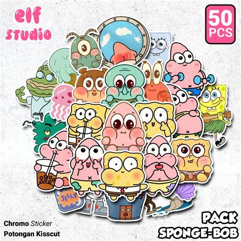 Jual 50 PCS Stiker Spongebob Squarepants Sticker Patrick Sponge Bob ...
