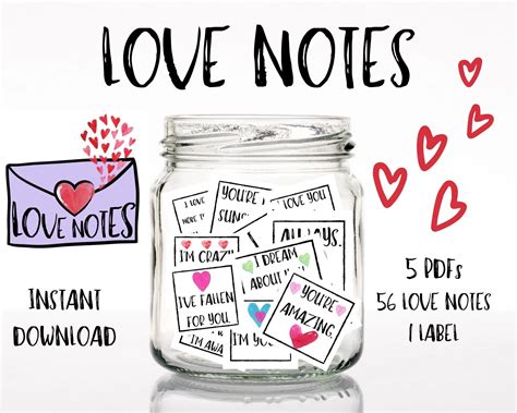 LOVE NOTES instant download 56 Notes and 1 label 5 pdf A4 | Etsy