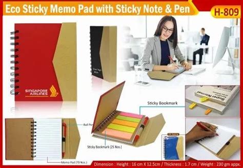 H 809 Eco Sticky Pad Memo Pad With Pen At Rs 62 Piece Sticky Note Pad