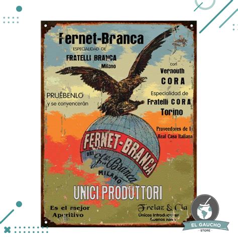 Cartel De Chapa Fernet Aguila X Cm El Gaucho Store