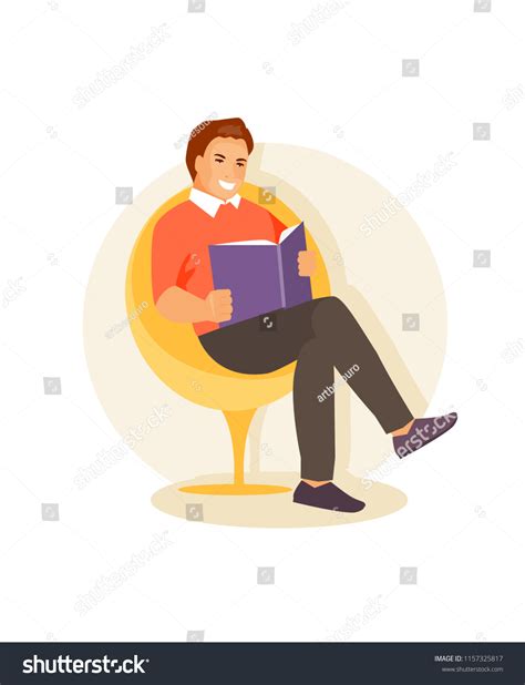 Male Sitting Chair Reading Book Vector Stock Vector Royalty Free 1157325817 Shutterstock