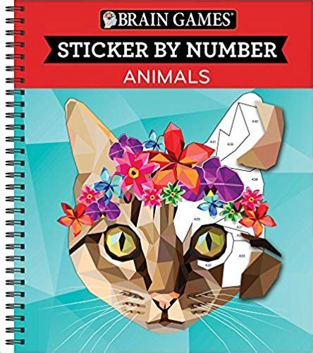 Brain Games Sticker By Number Animals Spiral Bound