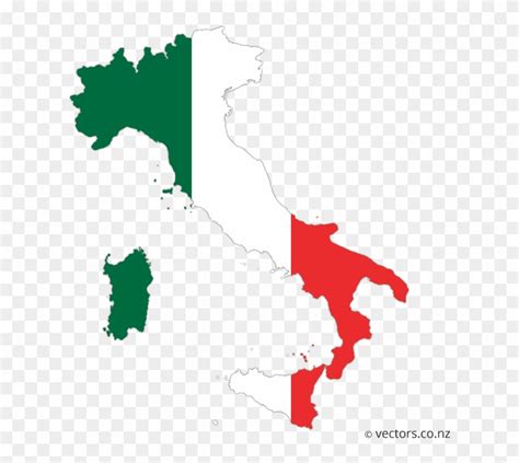 Flag Vector Map Of Italy - Italy Map Vector Png Clipart (#5673477) - PikPng