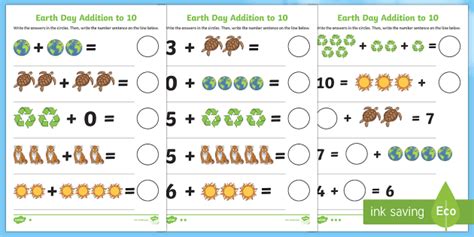 Earth Day Addition To Differentiated Worksheets Twinkl