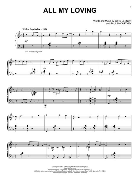 All My Loving Jazz Version By The Beatles Sheet Music For Piano Solo