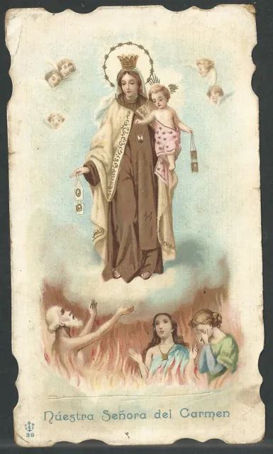 ESTAMPA ANTIGUA DE La Virgen Del Carmen Andachtsbild Santino Holy Card