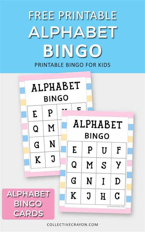 Alphabet Bingo 100 Printable Alphabet Bingo Cards Abc Practice Abc