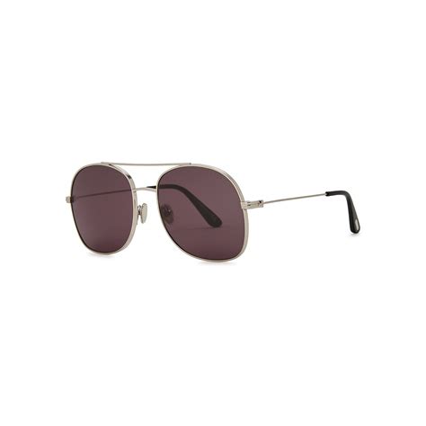 Tom Ford Tom Ford Silver Tone Aviator Style Sunglasses Editorialist