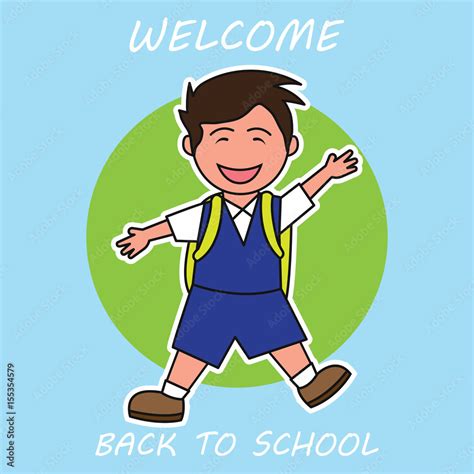 welcome back to school cartoon concept. vector illustration Stock ...