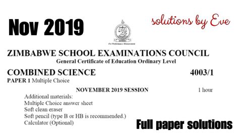 Zimsec November Combined Science Paper Solutions For Full