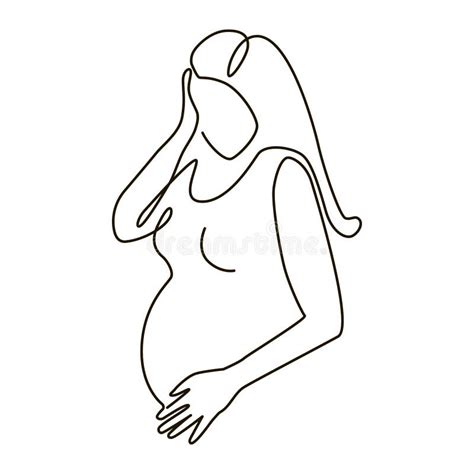 Pregnant Woman Line Art Woman Silhouette Stock Vector Illustration