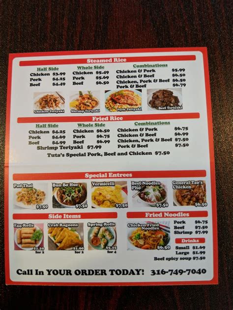 Menu At Tutas Teriyaki Restaurant Wichita 929 N Broadway