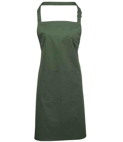 Premier Colours Bib Apron With Pocket Moss Order Uniform Uk Ltd