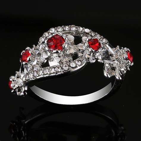 Buy Women Rhinestone Hollow Flower Band Ring Party Accessories At