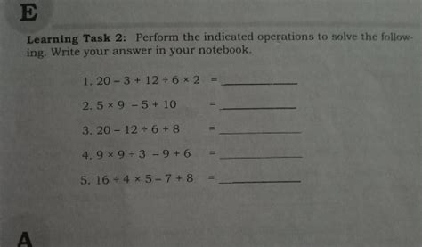 Solved E Learning Task 2 Perform The Indicated Operations To Solve