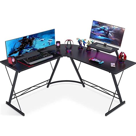 Shop UAEJJ Uaejj L Shaped Gaming Desk with Monitor Stand, Black ...