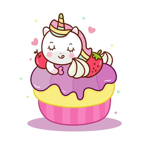 Um Lindo Desenho Animado De Cupcake Do Unicórnio Filho De Fada Série