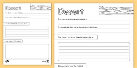 Desert Habitat Research Activity For K 2nd Grade Twinkl