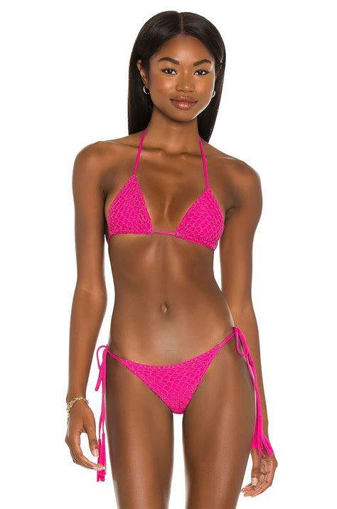 ACACIA Humuhumu Crochet Bikini Top In Scarlet REVOLVE