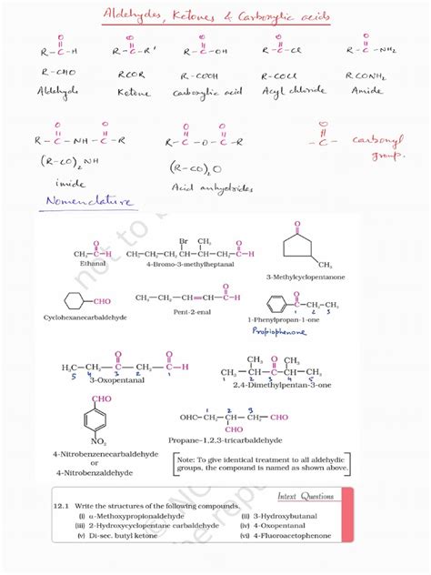 Chapter 12 Aldehydes Ketone And Carboxylic Acids Handwritten Notes Pdf