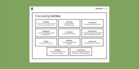 Tricky Spellings Word Mat List Nine Profesor Hizo Twinkl