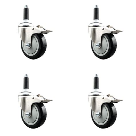 Polyurethane Swivel Stem Caster Set Of 4 With 4 Inch Black Caster