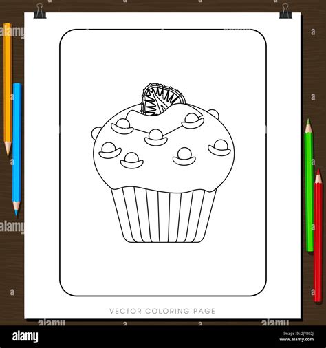 Dulce cupcake vector para colorear libro de páginas página de