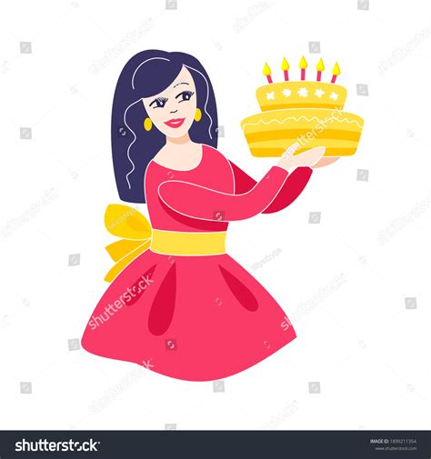 Girl Holding Cake Birthday Party Stock Illustration 1899211354 Shutterstock