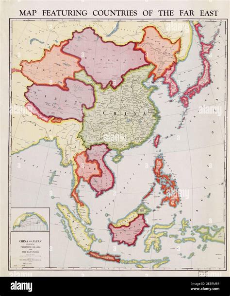 Map featuring countries of the far east Stock Photo - Alamy