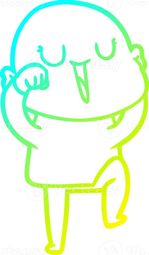 Cold Gradient Line Drawing Of A Happy Cartoon Bald Man 45260475 Png