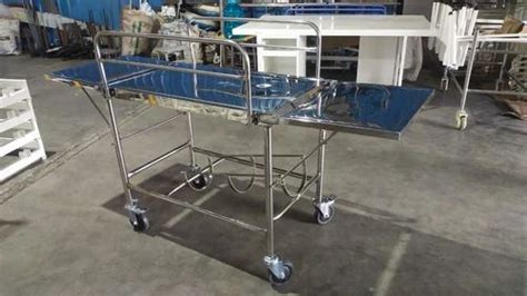 Silver Stainless Steel Patient Stretcher Trolley For Hospital At Rs