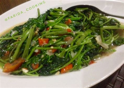 resep masakan rumahan sederhana tumis kangkung oleh farida cooking