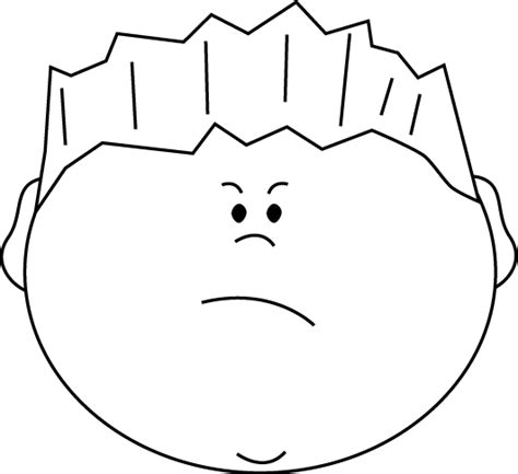 Black and White Angry Face Boy Clip Art - Black and White Angry Face ...