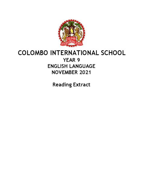 English Language Reading Extract | PDF 