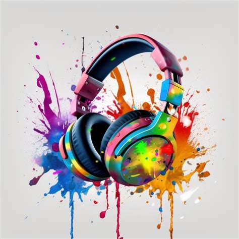 Premium AI Image Headphones On Watercolor Style With Multicolor Splash